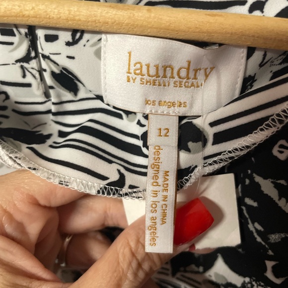 Laundry pretty floral stripe graphic print silky long sleeve top #42C - Picture 3 of 4